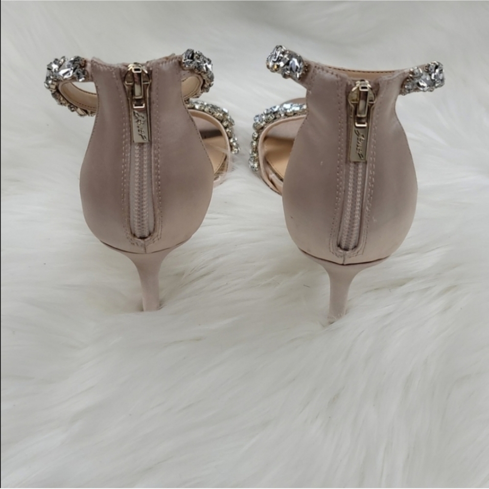 JEWEL BADGLEY MISCHKA Caroline Embellished Strap Evening Shoe Heels Champagne - Picture 11 of 16